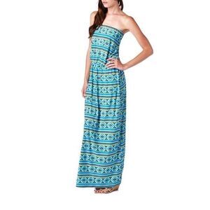 82 Days Teal Aztec Print Maxi Dress